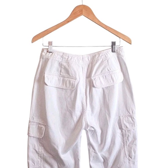 Zara TRF High Rise Straight Cargo Pants Oyster White Size 8 Preppy Nautical‎ - Picture 12 of 12